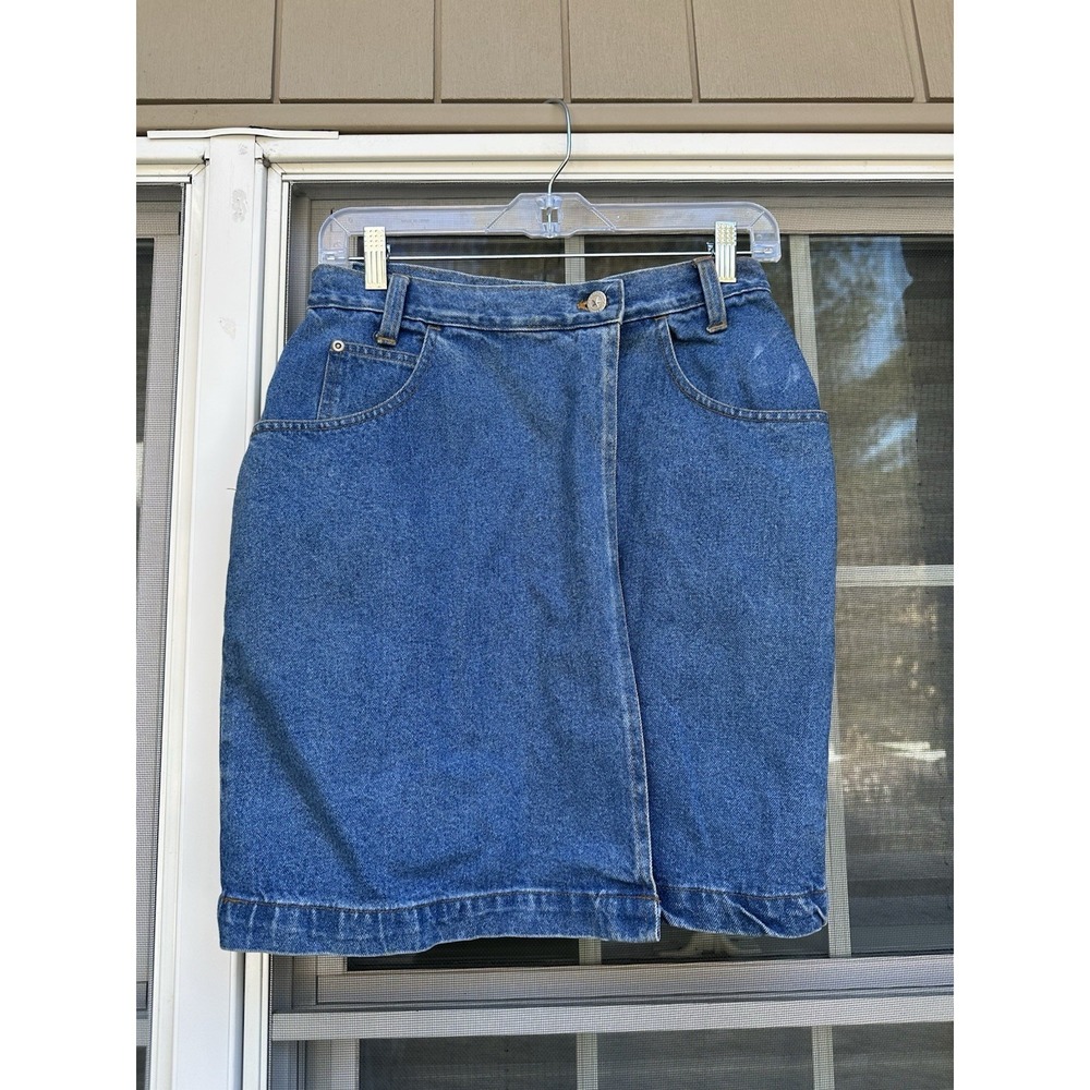 True Blue Denim Wrap Mini Skirt Size 10 Vintage Y2K 100% Cotton